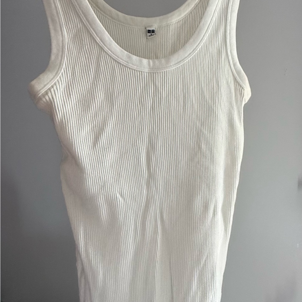 Uniqlo Cream Ribbed Tank Top